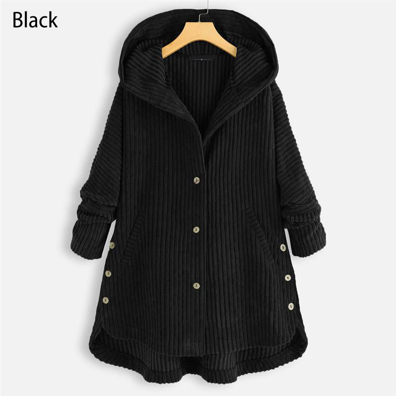 🌷Hot Sale 52% OFF🌷Casual Solid Color Thickened Hooded Button Coat