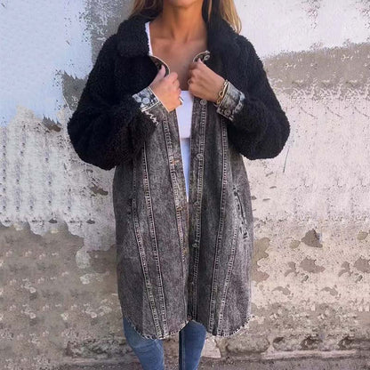 🔥HOT SALE 55% OFF🔥Women’s Sherpa-Lined Denim Long Shirt Jacket