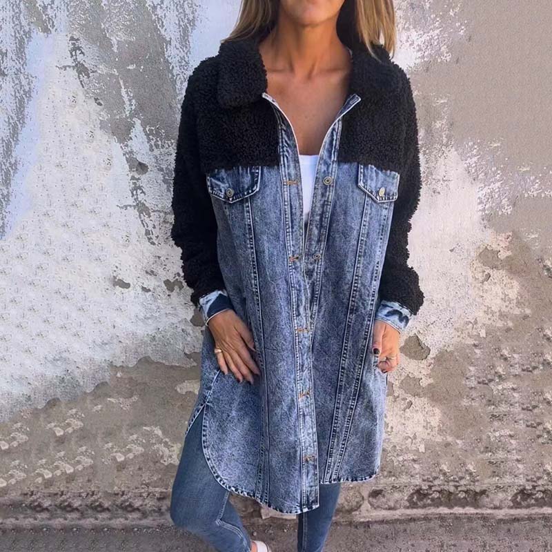 🔥HOT SALE 55% OFF🔥Women’s Sherpa-Lined Denim Long Shirt Jacket