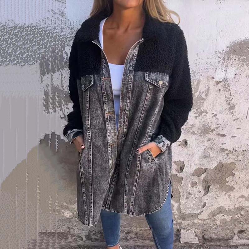 🔥HOT SALE 55% OFF🔥Women’s Sherpa-Lined Denim Long Shirt Jacket