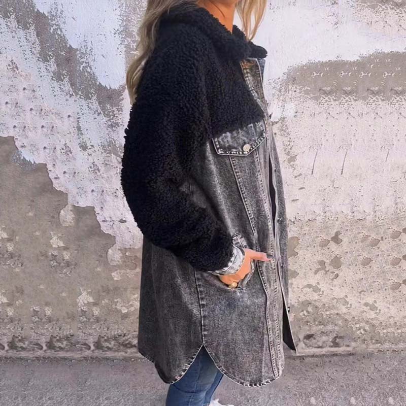 🔥HOT SALE 55% OFF🔥Women’s Sherpa-Lined Denim Long Shirt Jacket