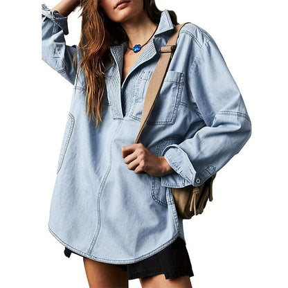 🔥Free Shipping -- Autumn Sale 50% OFF🔥Women's Oversized Denim Pullover