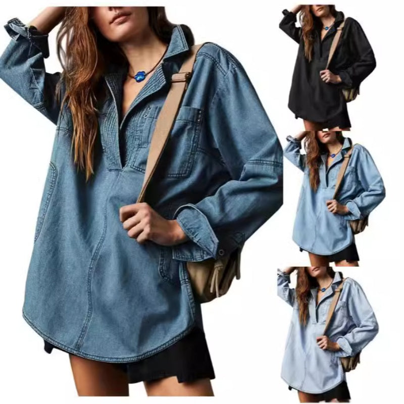 🔥Free Shipping -- Autumn Sale 50% OFF🔥Women's Oversized Denim Pullover