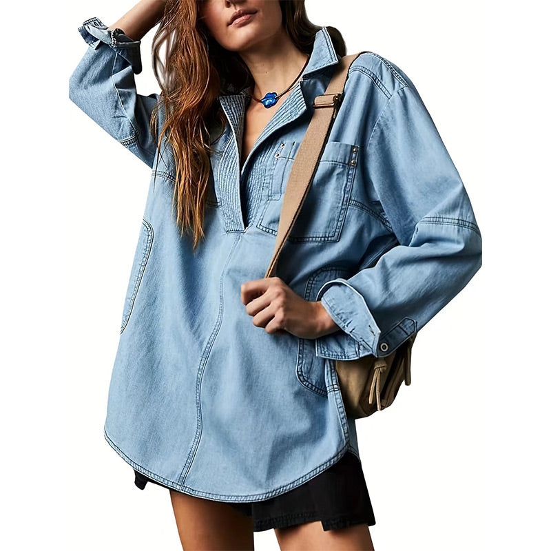 🔥Free Shipping -- Autumn Sale 50% OFF🔥Women's Oversized Denim Pullover