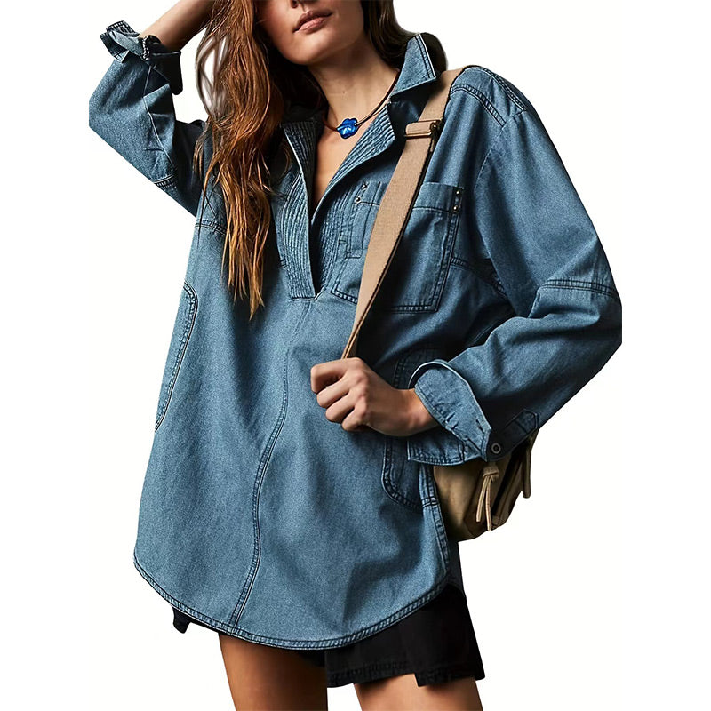 🔥Free Shipping -- Autumn Sale 50% OFF🔥Women's Oversized Denim Pullover