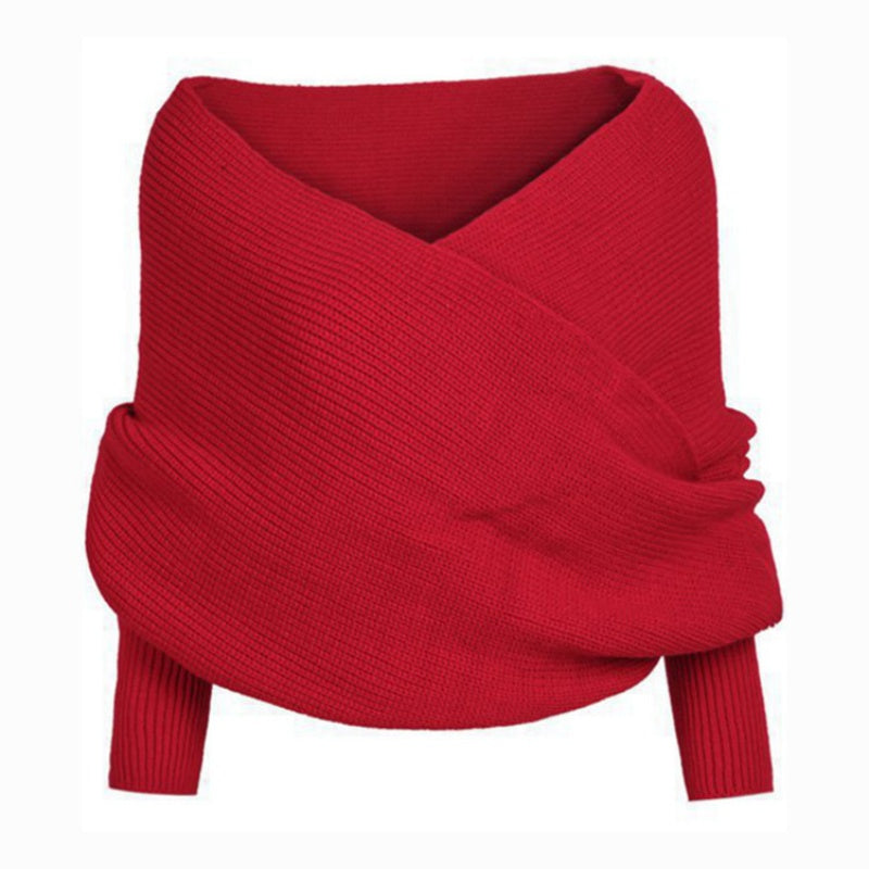 ✨New Arrival 70% OFF✨Women's Solid Knitted Sweater Scarf with Sleeves