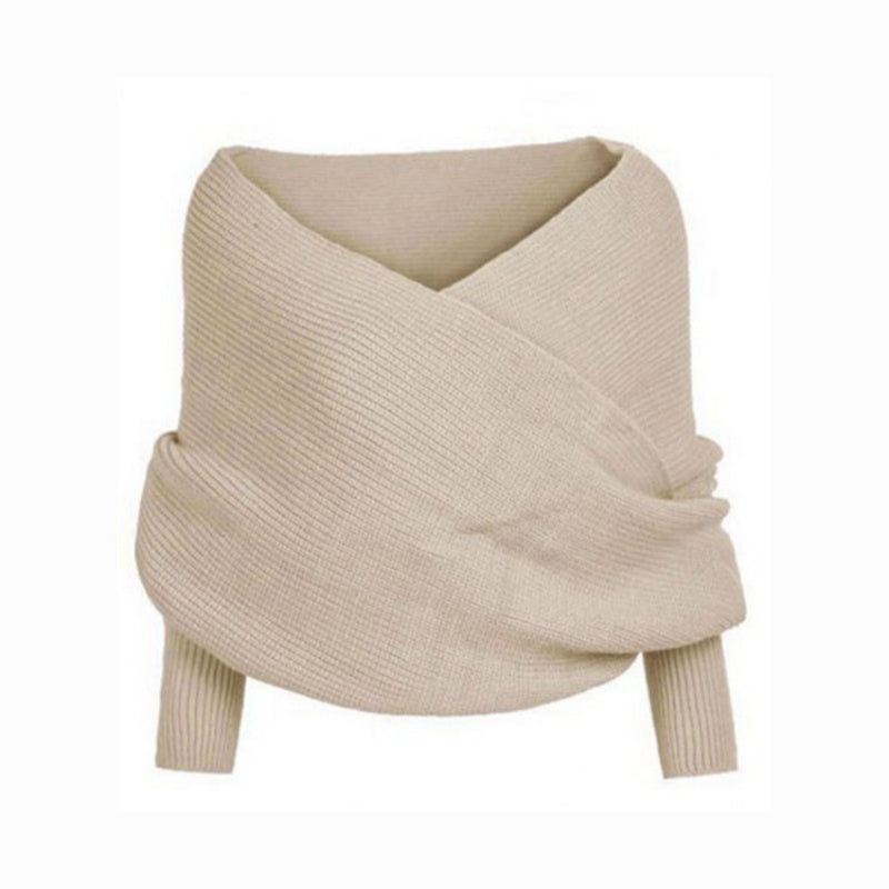 ✨New Arrival 70% OFF✨Women's Solid Knitted Sweater Scarf with Sleeves