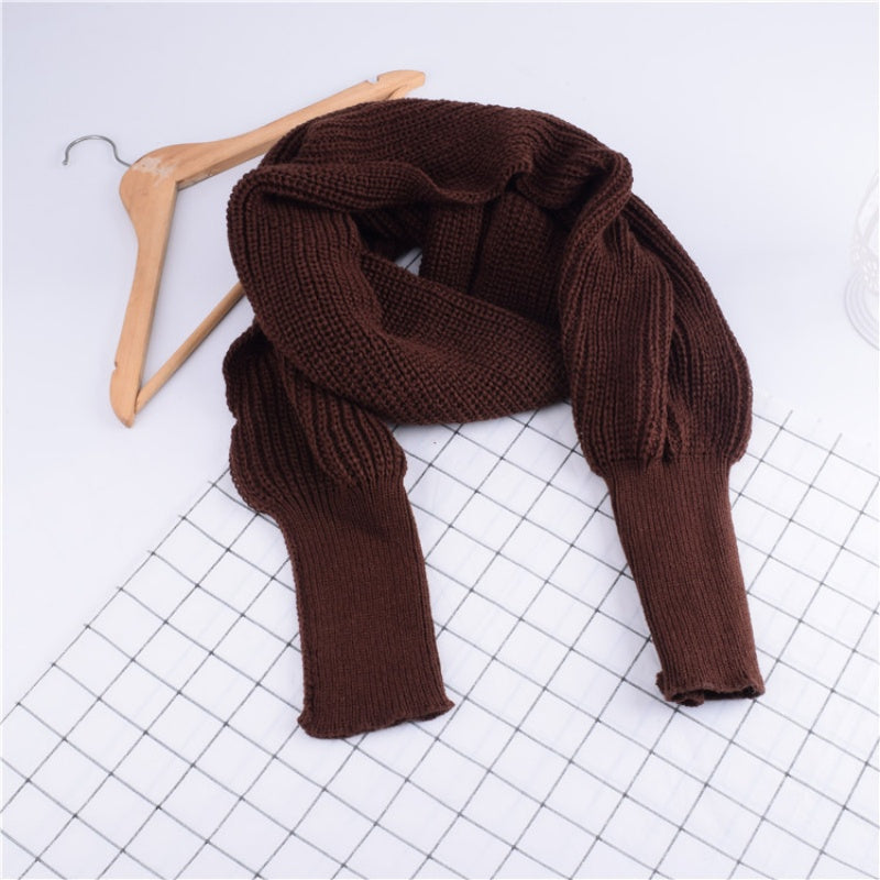 ✨New Arrival 70% OFF✨Women's Solid Knitted Sweater Scarf with Sleeves