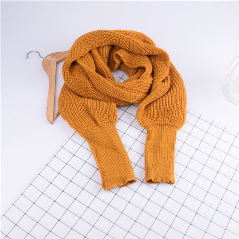 ✨New Arrival 70% OFF✨Women's Solid Knitted Sweater Scarf with Sleeves