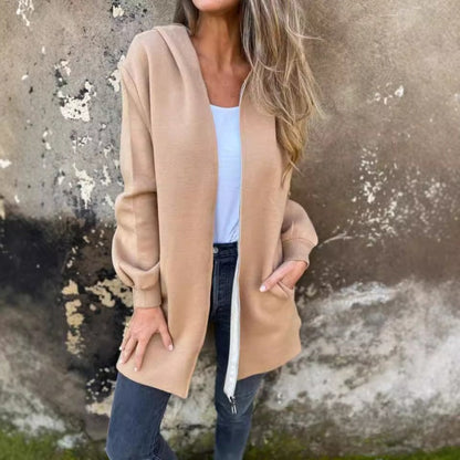 💕HOT SALE 50% OFF💕Women's Solid Zipper Hooded Coat with Pockets