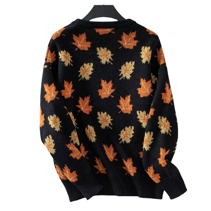 🔥65% off for a limited time🔥Women's Casual Knit Sweater with Maple Leaf Pattern