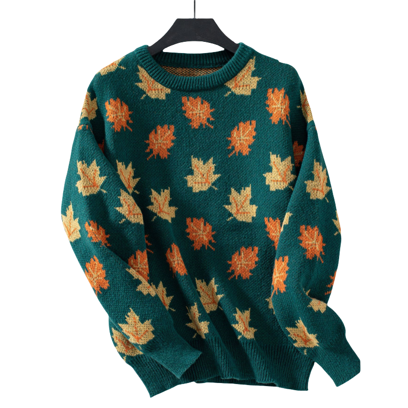 🔥65% off for a limited time🔥Women's Casual Knit Sweater with Maple Leaf Pattern