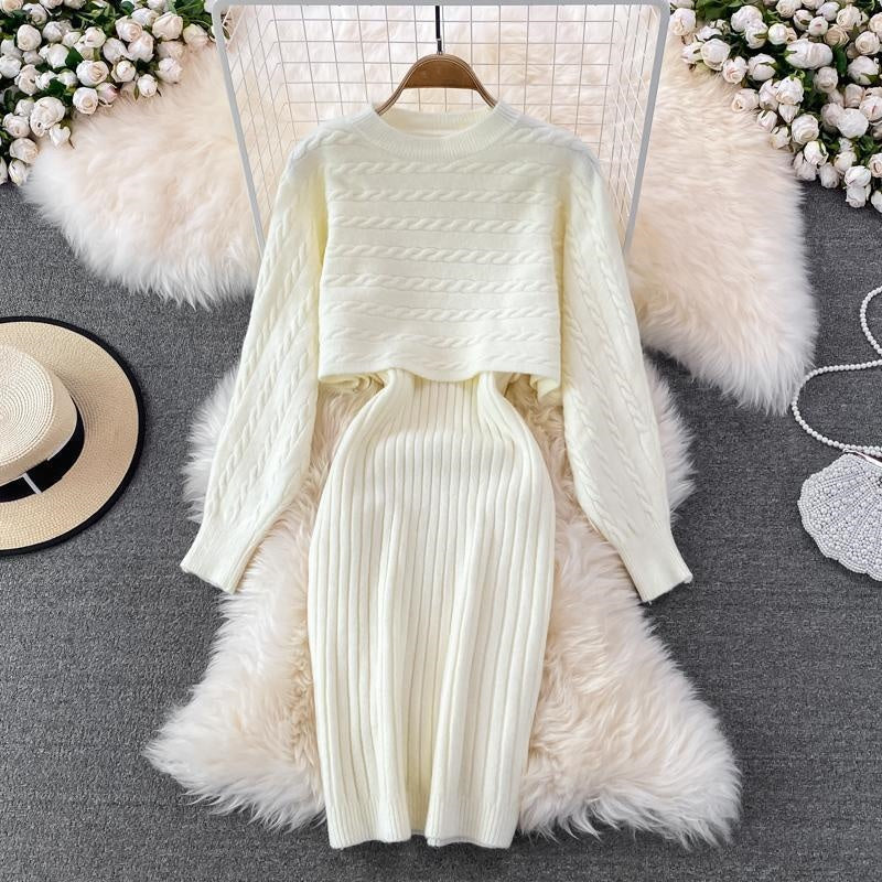 🎉Autumn Hot Sale 55% OFF🎉Women’s Two Piece Sweater Set Crop Top & Bodycon Dress