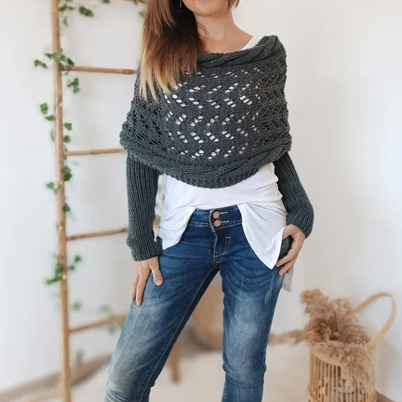 💝Gift Idea Hot sale 65% OFF🔥Women’s Knitted Cut-Out Shawl Poncho Wrap