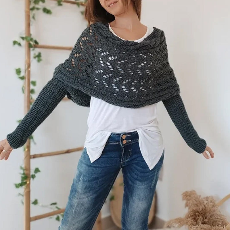 💝Gift Idea Hot sale 65% OFF🔥Women’s Knitted Cut-Out Shawl Poncho Wrap