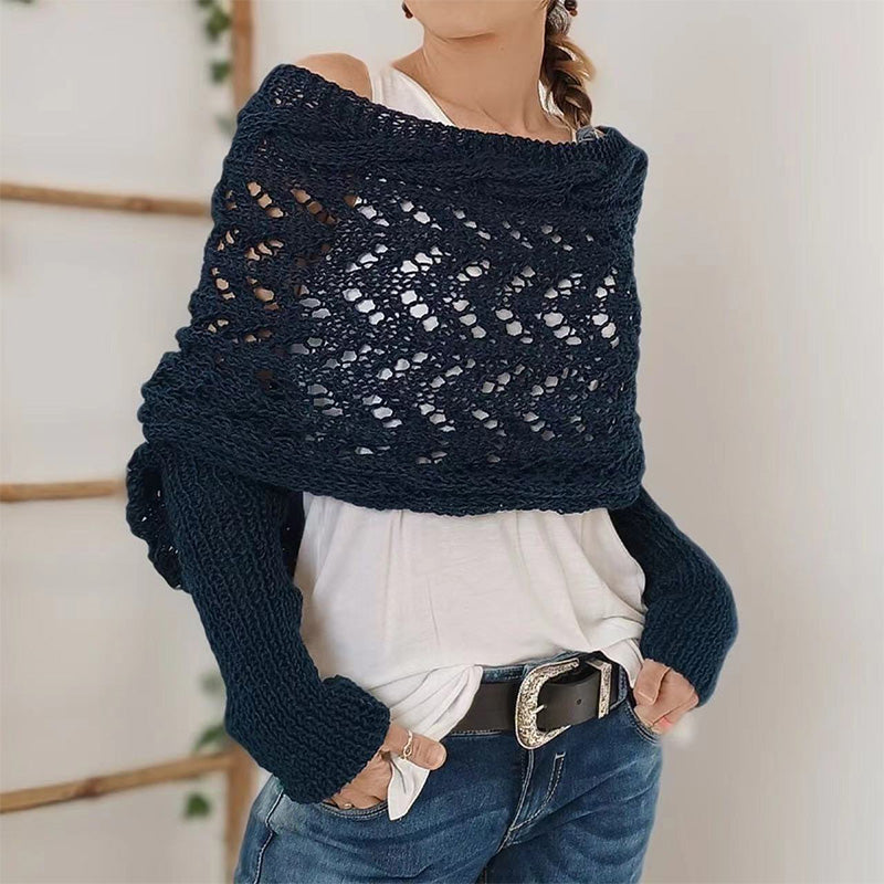 💝Gift Idea Hot sale 65% OFF🔥Women’s Knitted Cut-Out Shawl Poncho Wrap