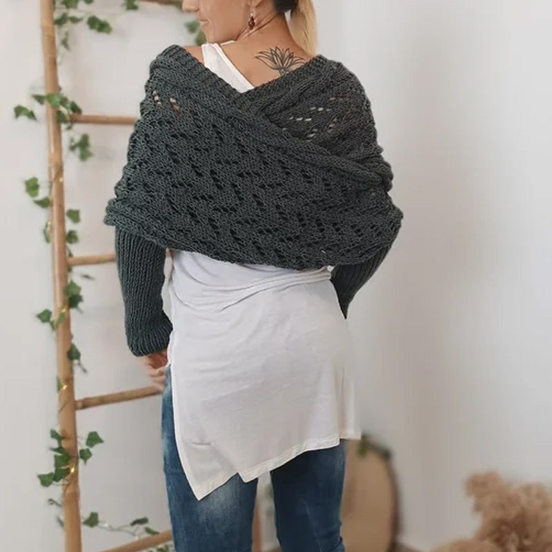 💝Gift Idea Hot sale 65% OFF🔥Women’s Knitted Cut-Out Shawl Poncho Wrap