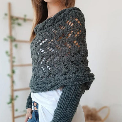 💝Gift Idea Hot sale 65% OFF🔥Women’s Knitted Cut-Out Shawl Poncho Wrap