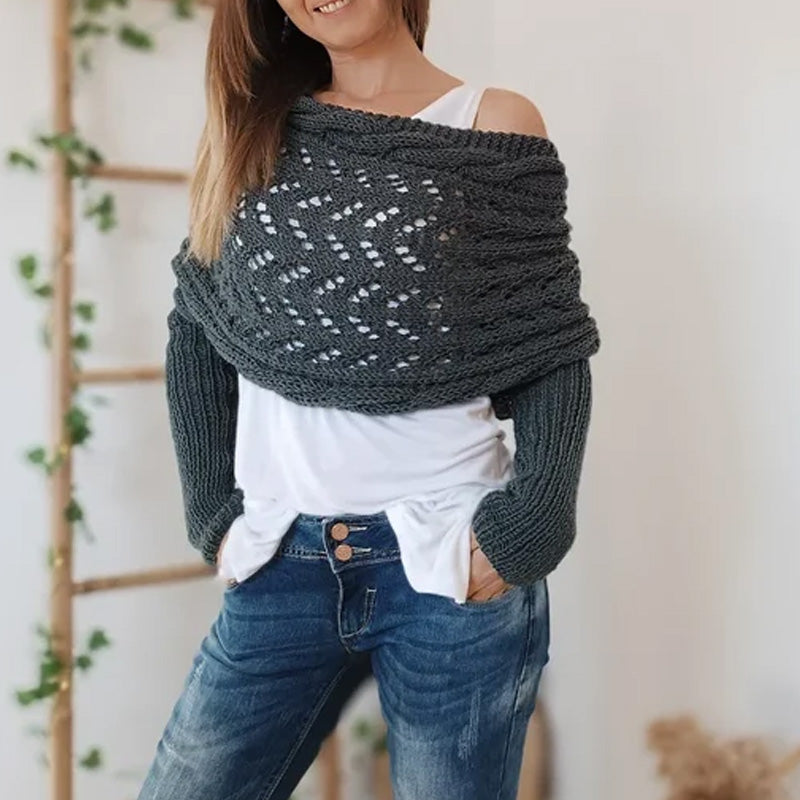 💝Gift Idea Hot sale 65% OFF🔥Women’s Knitted Cut-Out Shawl Poncho Wrap