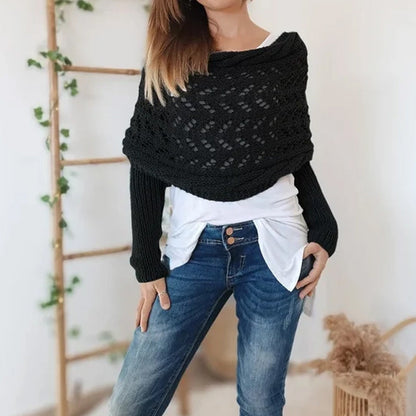 💝Gift Idea Hot sale 65% OFF🔥Women’s Knitted Cut-Out Shawl Poncho Wrap