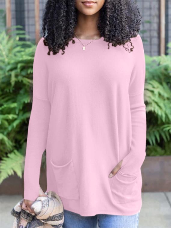 💥HOT SALE 65% OFF💥LONG SLEEVE THUMBHOLE SWEATER POCKET TUNIC