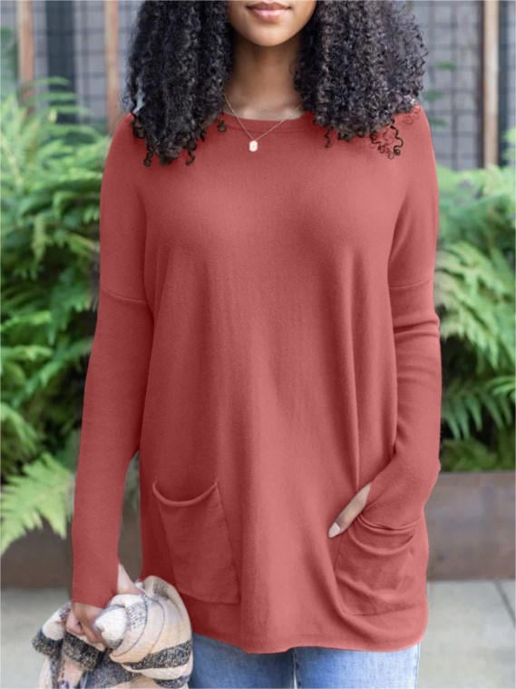 💥HOT SALE 65% OFF💥LONG SLEEVE THUMBHOLE SWEATER POCKET TUNIC