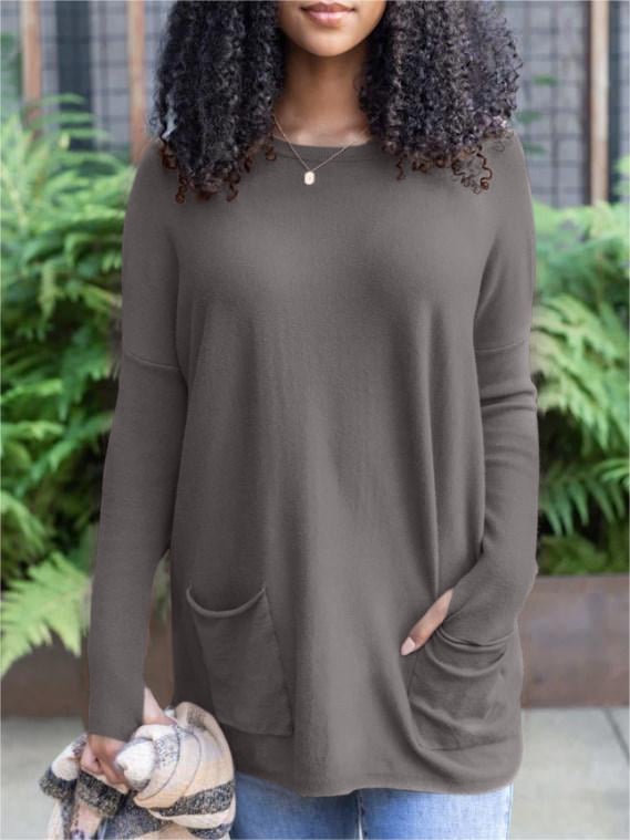 💥HOT SALE 65% OFF💥LONG SLEEVE THUMBHOLE SWEATER POCKET TUNIC