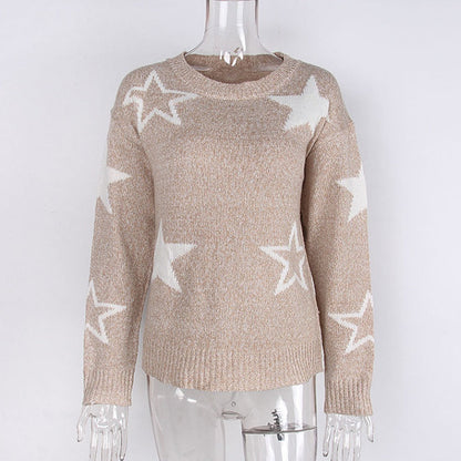 🍁Hot Sale 50% OFF🍁Women's Long-Sleeve Crew Neck Sweater with Star Pattern