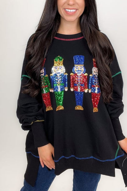 🔥Hot Sales - 57% OFF🔥Christmas sequin print crew neck long sleeve sweatshirt