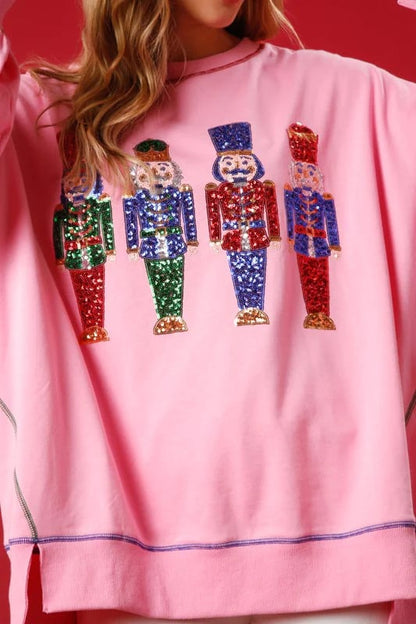 🔥Hot Sales - 57% OFF🔥Christmas sequin print crew neck long sleeve sweatshirt