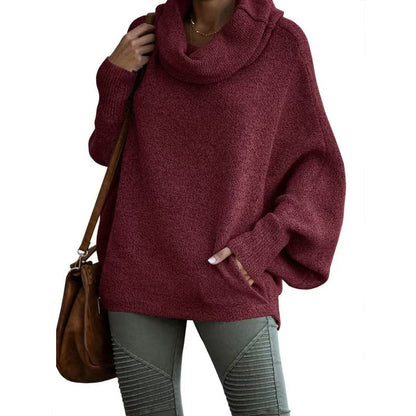 🍂Autumn Warm Turtleneck Sweater 60% OFF 🍂Women's Batwing Cowl Neck Sweater with Pocket