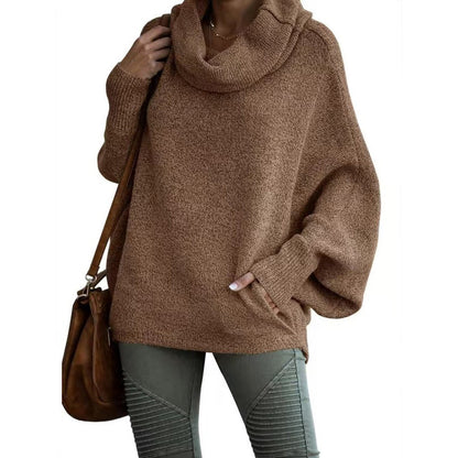 🍂Autumn Warm Turtleneck Sweater 60% OFF 🍂Women's Batwing Cowl Neck Sweater with Pocket