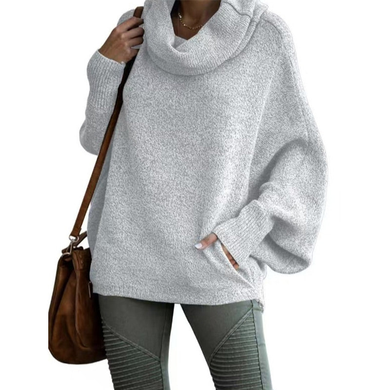 🍂Autumn Warm Turtleneck Sweater 60% OFF 🍂Women's Batwing Cowl Neck Sweater with Pocket