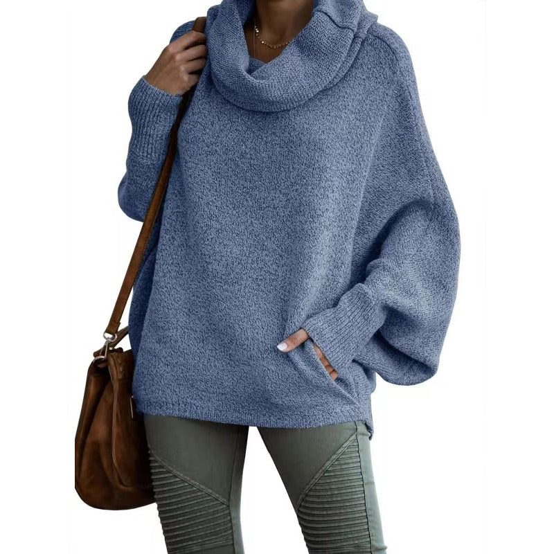 🍂Autumn Warm Turtleneck Sweater 60% OFF 🍂Women's Batwing Cowl Neck Sweater with Pocket