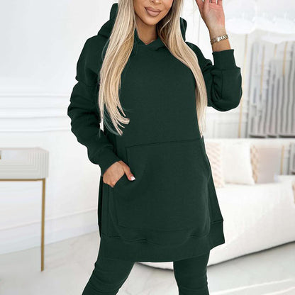 🍂Fall Specials 50% OFF🍂Women's Fashion Solid Color Hoodie And Lined Leggings Two-Piece Set