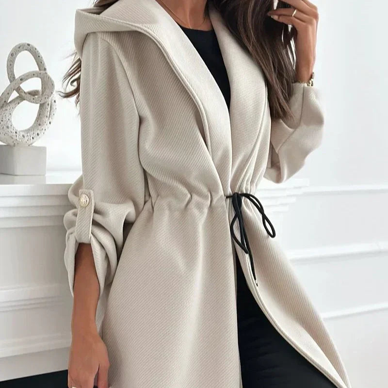 🔥Limited Time 50% OFF🔥Women’s Trendy Tie Waist Hooded Long Coat