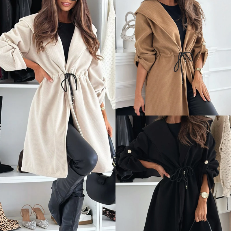 🔥Limited Time 50% OFF🔥Women’s Trendy Tie Waist Hooded Long Coat