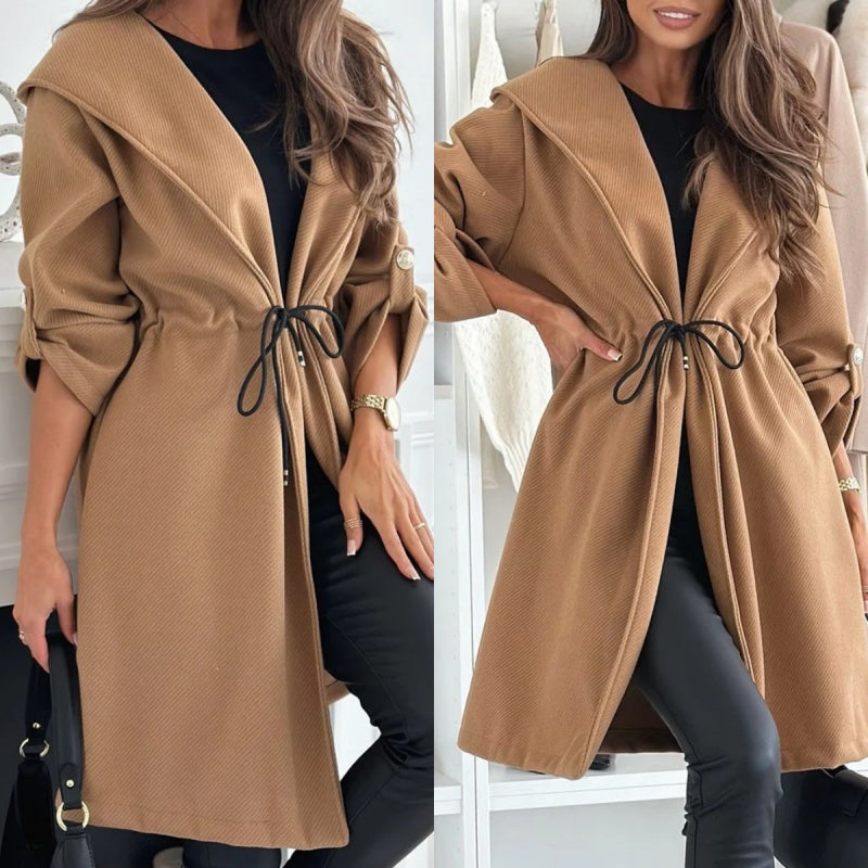 🔥Limited Time 50% OFF🔥Women’s Trendy Tie Waist Hooded Long Coat