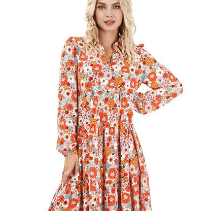 Hot Sale 50% OFF💕Women's Long Sleeve V Neck Bohemian Midi Dress