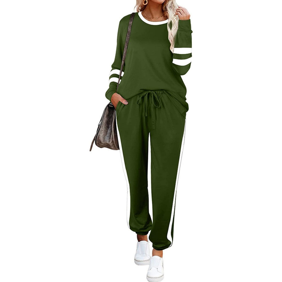 🔥Hot Sale 54% OFF🔥Women’s 2-Piece Crewneck Color-Block Sweatsuit