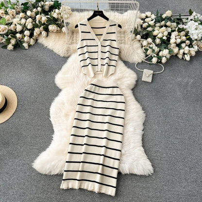 🌷Limited Time 50% OFF💞Women's Casual Knit Vest and Long Skirt 2 Piece Set