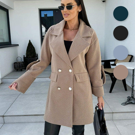 🍂Fall Specials 71% OFF🍂Women's Solid Color Double Breasted Coat