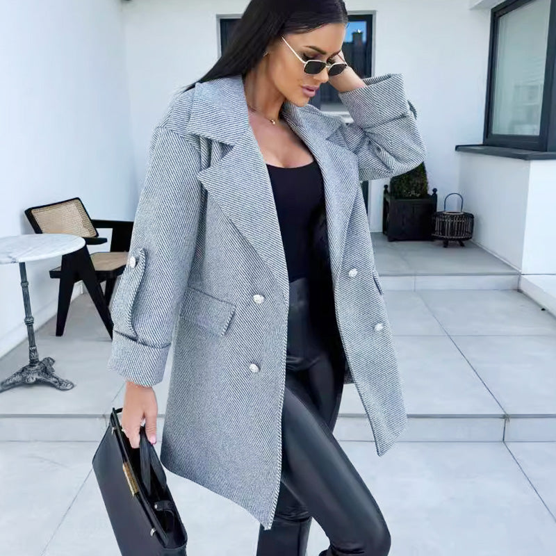 🍂Fall Specials 71% OFF🍂Women's Solid Color Double Breasted Coat