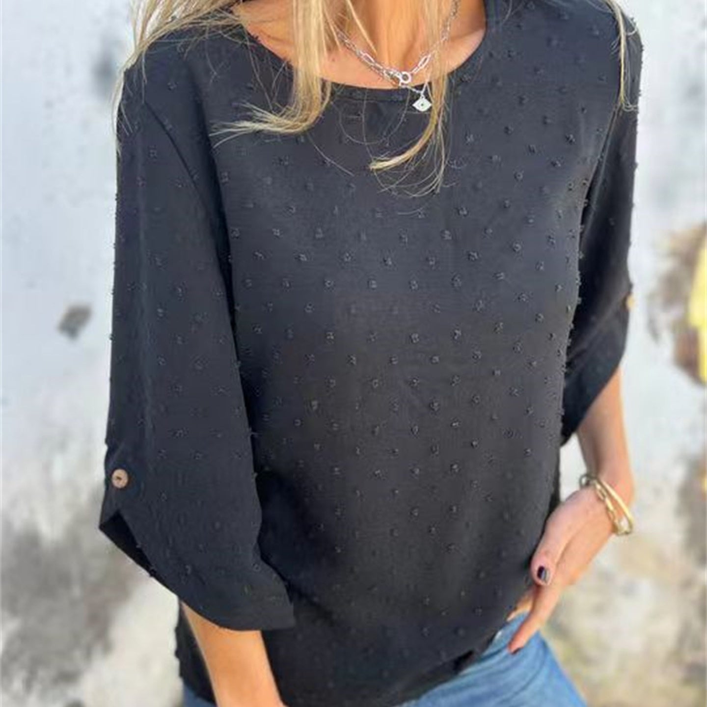 🔥Limited Time 55% OFF🔥Women's Casual Round Neck Jacquard Top