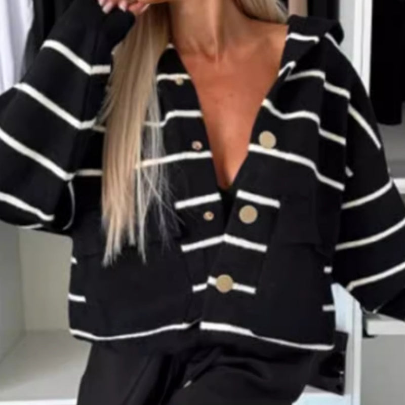 🍂Fall Specials🍂Women's Striped Button Down Hooded Coat✈️2pcs free shipping