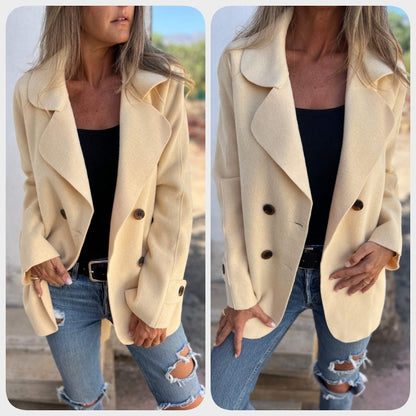 ✨New for autumn 50% OFF✨Women's Faux Tweed Casual Lapel Long Sleeve Coat