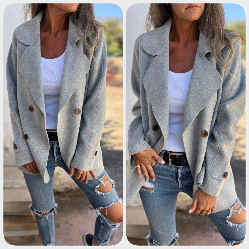 ✨New for autumn 50% OFF✨Women's Faux Tweed Casual Lapel Long Sleeve Coat