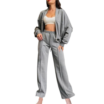 🍂Autumn discount 60%🍂Women's Long Sleeve Zip Coat Drawstring Sweatpants 2-Piece Sets