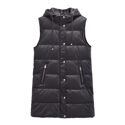 ✨Free Shipping💖❄️Winter Specials-Get 62% off❄️Warm PU Leather Long Hooded Vest