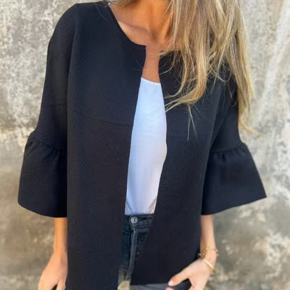 🌷Limited Time 50% OFF💞Women's Round Neck Flare Sleeve Short Jacket